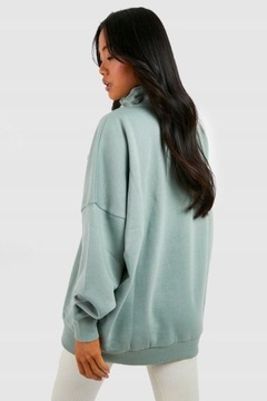 BOOHOO PETITE GŁADKA BLUZA OVERSIZE Z ZAMKIEM L