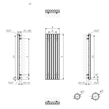 Kolorowy podokienny grzejnik pokojowy ROLO ROOM 50 x 119