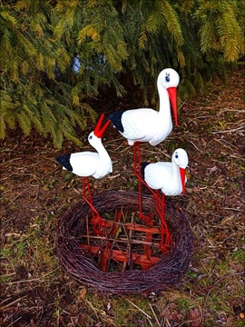 Декоративная садовая фигурка - 3 АИСТА + ГНЕЗДО