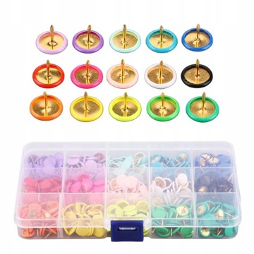 PINEZKI KOLOROWE METALOWE W POJEMNIKU 300 SZT