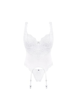 Корсет и стринги Obsessive Amor Blanco белые L/XL