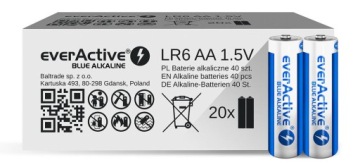 ЩЕЛОЧНЫЕ БАТАРЕИ everActive LR6 R6 AA x 40 шт.