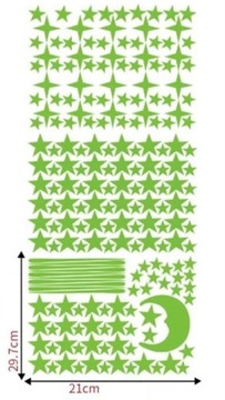 Флуоресцентные самоклеящиеся звезды и луна, светящиеся в темноте, 216 шт.