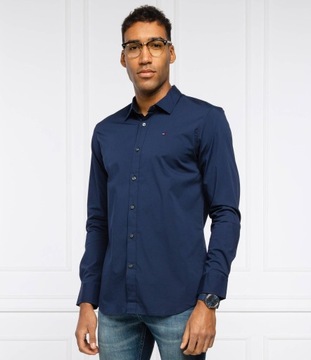 granatowa koszula meska elegancka koszula meska tommy hilfiger slim fit