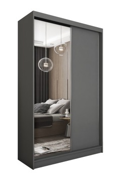 Szafa Przesuwna 150 cm Lustro PUNTA Grafitowa