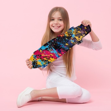 ДЕТСКИЙ СКЕЙТБОРД FISZKA, СВЕТЯЩИЕСЯ СВЕТОДИОДНЫЕ КОЛЕСА, 56 СМ, SOLID GRAFITTI ABEC-7