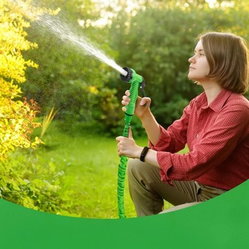 ГИБКИЙ САДОВЫЙ ШЛАНГ 20-60М + СОЕДИНИТЕЛИ + ПИСТОЛЕТ 7 РЕЖИМОВ