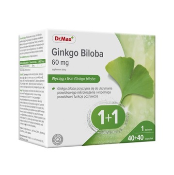Ginkgo biloba 60 mg 2 x 40 kapsułek