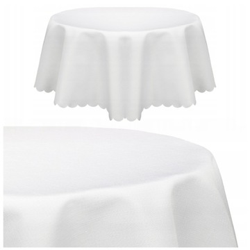 OKRĄGŁY BIAŁY OBRUS PLAMOODPORNY ŚR. 160 cm