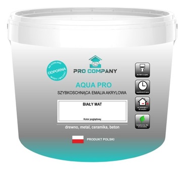 AQUA PRO Emalia Szybkoschnąca 5L Biały MAT +