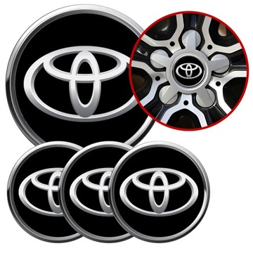 4 Emblematy Dekielki na Felgi Kołpaki Koła TOYOTA KOMPLET TOP 56mm