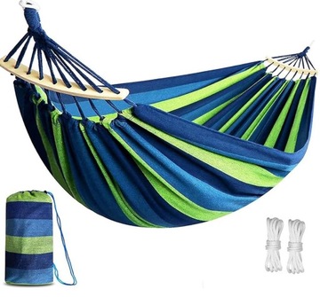 HAMAK WISZĄCY OGRODOWY DWUOSOBOWY XXL MOCNY 200 kgHAMAK Z DRĄŻKIEM 260x150