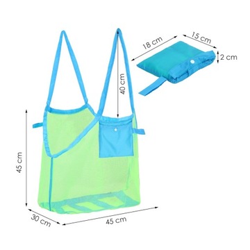 SIATKA NA PLAŻĘ ZABAWKI ZAKUPY TORBA PLAŻOWA TORBEKA DUŻA LEKKA XXL WOREK