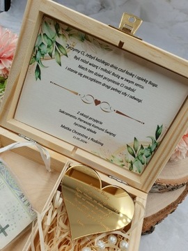 Сувенир святого причастия-президента, коробка. Розарий и сердце