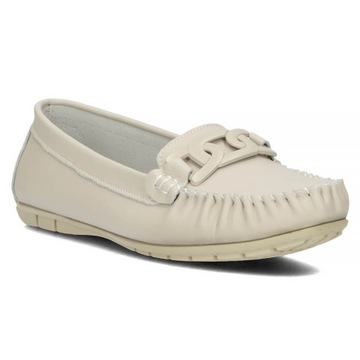 Półbuty Damskie Skórzane Ecru FILIPPO DP4547 Buty Wsuwane Mokasyny lords 39