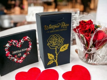 ВЕЧНАЯ РОЗА В СТЕКЛЕ В КУПОЛЕ СВЕТЯЩАЯСЯ НА ДЕНЬ ВАЛЕНТИНА СВЕТОДИОДНАЯ ПОДАРОЧНАЯ КОРОБКА