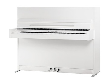 nowoczesne pianino Wilhelm Schimmel W114 Modern biały połysk + chrom