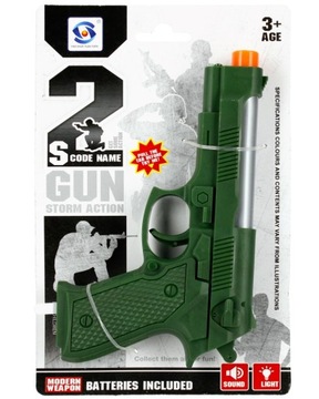 ПОЛИЦЕЙСКИЙ ПИСТОЛЕТ, СВЕТ, ЗВУКИ СТРЕЛЬБЫ