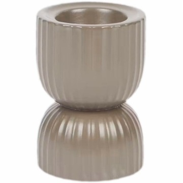 ŚWIECZNIK CERAMICZNY ŻEBROWANY KLEPSYDRA 2w1 TAUPE