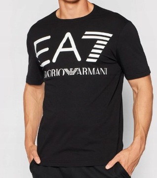 EA7 EMPORIO ARMANI męski t-shirt czarny bawełniany koszulka logo L