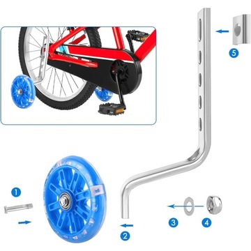 СВЕТОДИОДНЫЕ БОКОВЫЕ КОЛЕСА ДЛЯ ВЕЛОСИПЕДА 12–20 ДЮЙМОВ, СТАБИЛИЗАТОРЫ ВЕЛОСИПЕДА, СИНИЕ