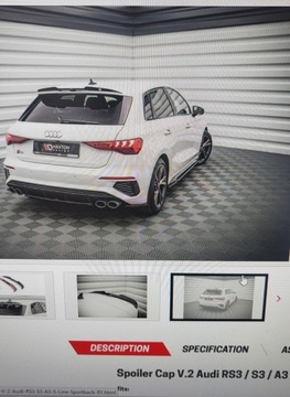 Audi RS3 ЗАДНИЕ БОКОВЫЕ РАЗДЕЛИТЕЛИ Maxton RS 3 8Y Познань