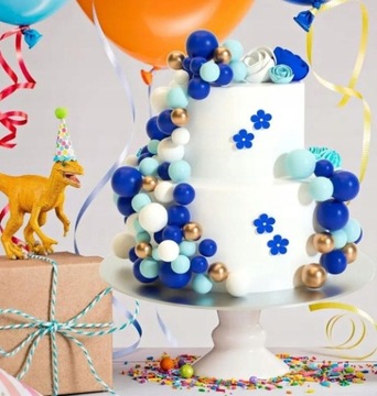 ТОПЕР ШАРЫ ШАРЫ БЕЛОЕ ЗОЛОТО СИНИЙ 100x УКРАШЕНИЕ ДЛЯ ТОРТА НА РОЖДЕНИЕ