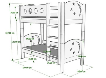 Кровать двухъярусная FINEZJA 190x80 с узором