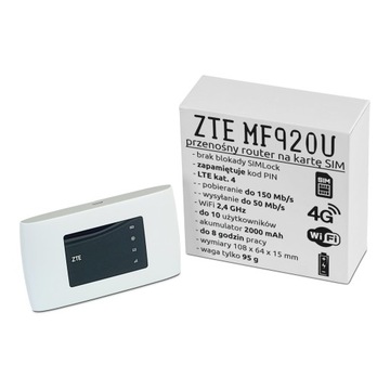 ZTE Mf920U przenośny mobilny rotuer WiFi 4G LTE na kartę SIM bez simlocka