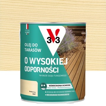 V33 OLEJ DO TARASÓW O WYSOKIEJ ODPORNOŚCI BEZBARWNY MAT 2,5L