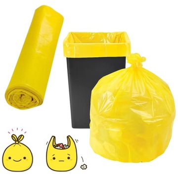 WORKI NA ŚMIECI SUPER MOCNE ŻÓŁTE DO SEGREGACJI PLASTIK METAL 120L 50 SZTUK