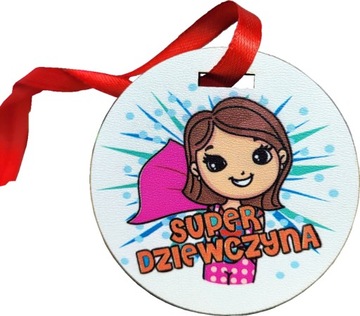 PREZENT NA DZIEŃ KOBIET DREWNIANY MEDAL Z NADRUKIEM DLA DZIEWCZYN SZKOŁA