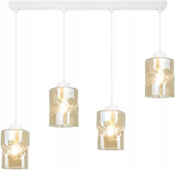 LAMPA WISZĄCA ŻYRANDOL LISTWA 4 SZKLANE KLOSZE SUFITOWA LED MIODOWY E27