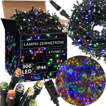 LAMPKI CHOINKOWE 300 LED ZEWNĘTRZNE STAŁE ŚWIATŁO KURTYNA ŚWIETLNA IP44