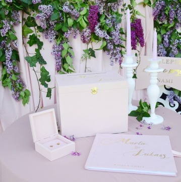 Большая Коробка для КОНВЕРТОВ + ОБРУЧАЛЬНЫХ КОЛЬЦ, пудрово-розовый