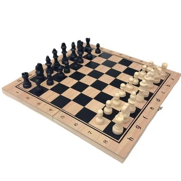 SZACHY DREWNIANE WARCABY 34x34 TRYKTRAK 3w1 GRA KLASYCZNE SZACHOWNICA