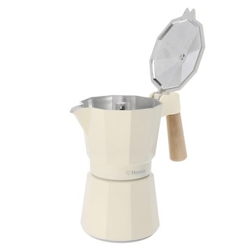 Кофеварка MIA MOKKA бежевого цвета с деревянной ручкой 6 ЧАШЕК HOMLA