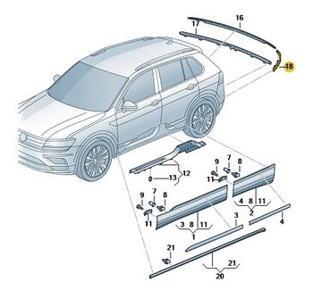 TIGUAN II LISTWA ZDERZAKA TYŁ LEWA OE 5NA853841 2ZZ