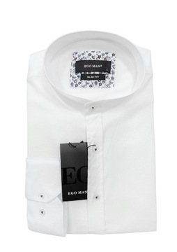 Koszula Biała struktóra na stójce slim 5XL