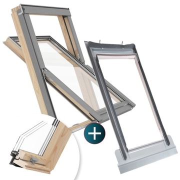 Okno dachowe 3 szybowe PREMIUM 55x78 + kołnierz
