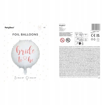 Balon na Wieczór Panieński FOLIOWY Dekoracja Gadżet z Napisem BRIDE TO BE