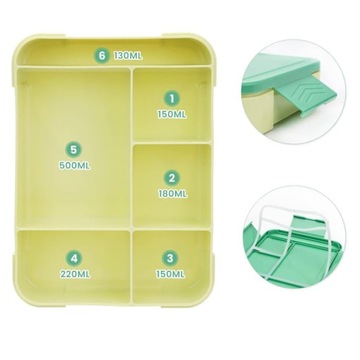 LUNCHBOX ŚNIADANIÓWKA CAMPUS PUDEŁKO 5 PRZEGRÓDKI 1300ML NA ŚNIADANIE LUNCH