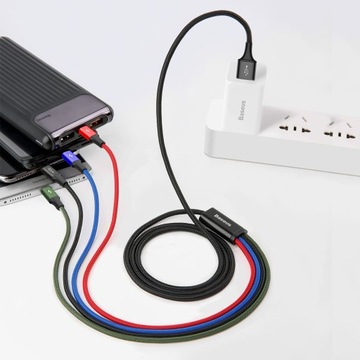 КАБЕЛЬ BASEUS 4В1 USB A НА 1XMICRO USB 1XIPHONE LIGHTNING 2XUSB C 3,5A 1,2M
