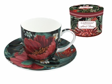 Filiżanka Carmani malarstwo kwiaty floral story