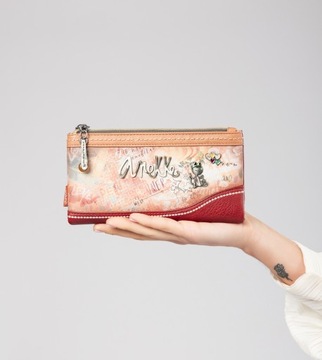 ANEKKE duży portfel damski z blokadą RFID portmonetka Peace & Love Flower