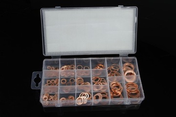 МЕДНЫЕ ШАЙБЫ УПЛОТНЕНИЯ НАБОР МЕДНЫХ ШАЙБ 220 шт.