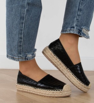 8157 ЧЕРНЫЕ БАЛЕТКИ ЭСПАДРИЛЬИ НА ПЛАТФОРМЕ 39