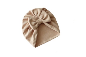 Czapka turban beż nude kokarda dresowy 36-38
