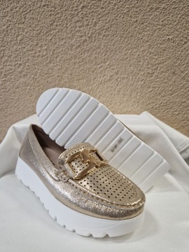 PÓŁBUTY MOKASYNY ZŁOTE EKOSKÓRKA GOODIN R.37