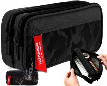 PIÓRNIK DWUKOMOROWY SASZETKA WIELOFUNKCYJNY SZKOLNY PODWÓJNY CZARNY